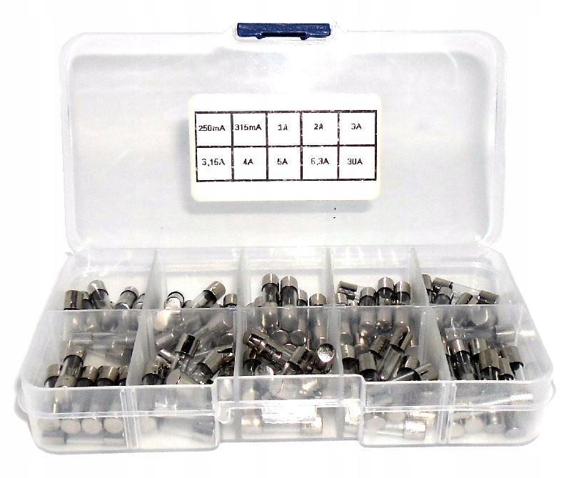 

Zestaw bezpieczników szklanych 5x20mm Wta 100szt