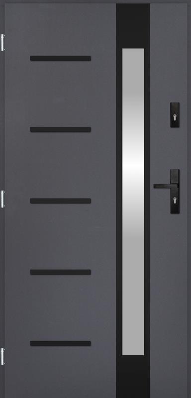 POLSKIE DRZWI ZEWNĘTRZNE INOX NPWAR BLACK 72MM 90