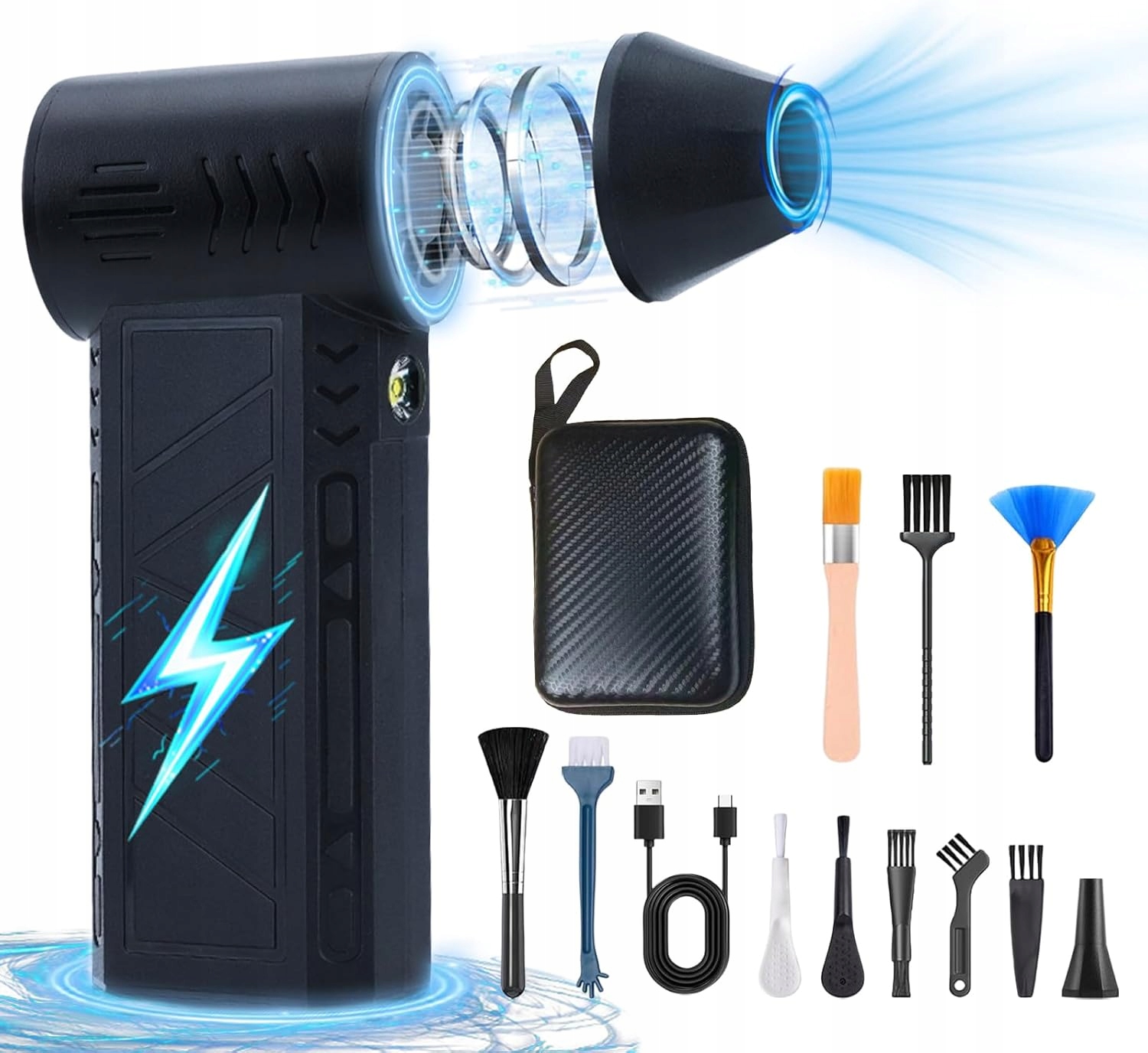 Foukač Na Prach Turbo 130000 Rpm Led Usb-c 4 Režimy Akumulátor 5000 mAh