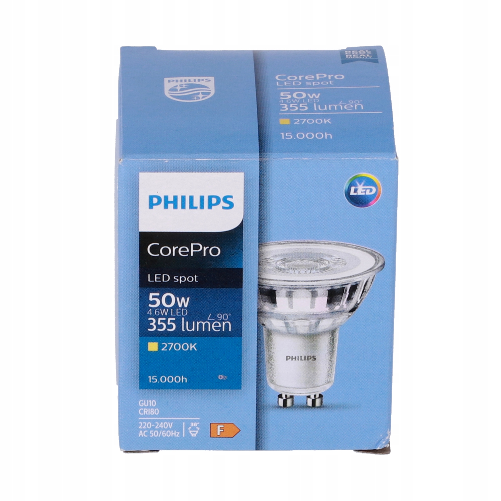 

Żarówka Led 4,6W (50W) 355lm GU10 2700K Ww Philips