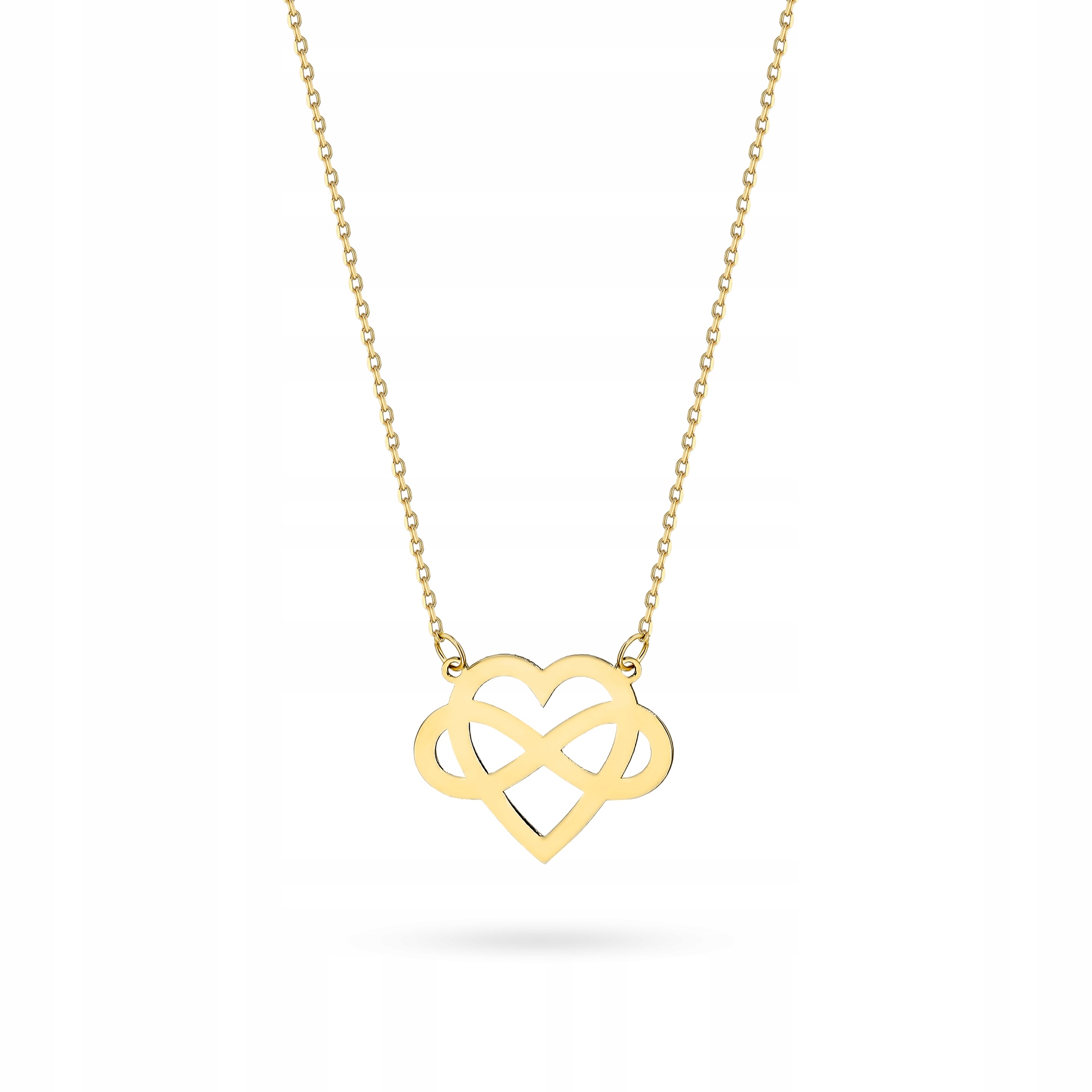 Złoty Naszyjnik Łańcuszek pr. 585 Serce ze Znakiem Nieskończoności 14k