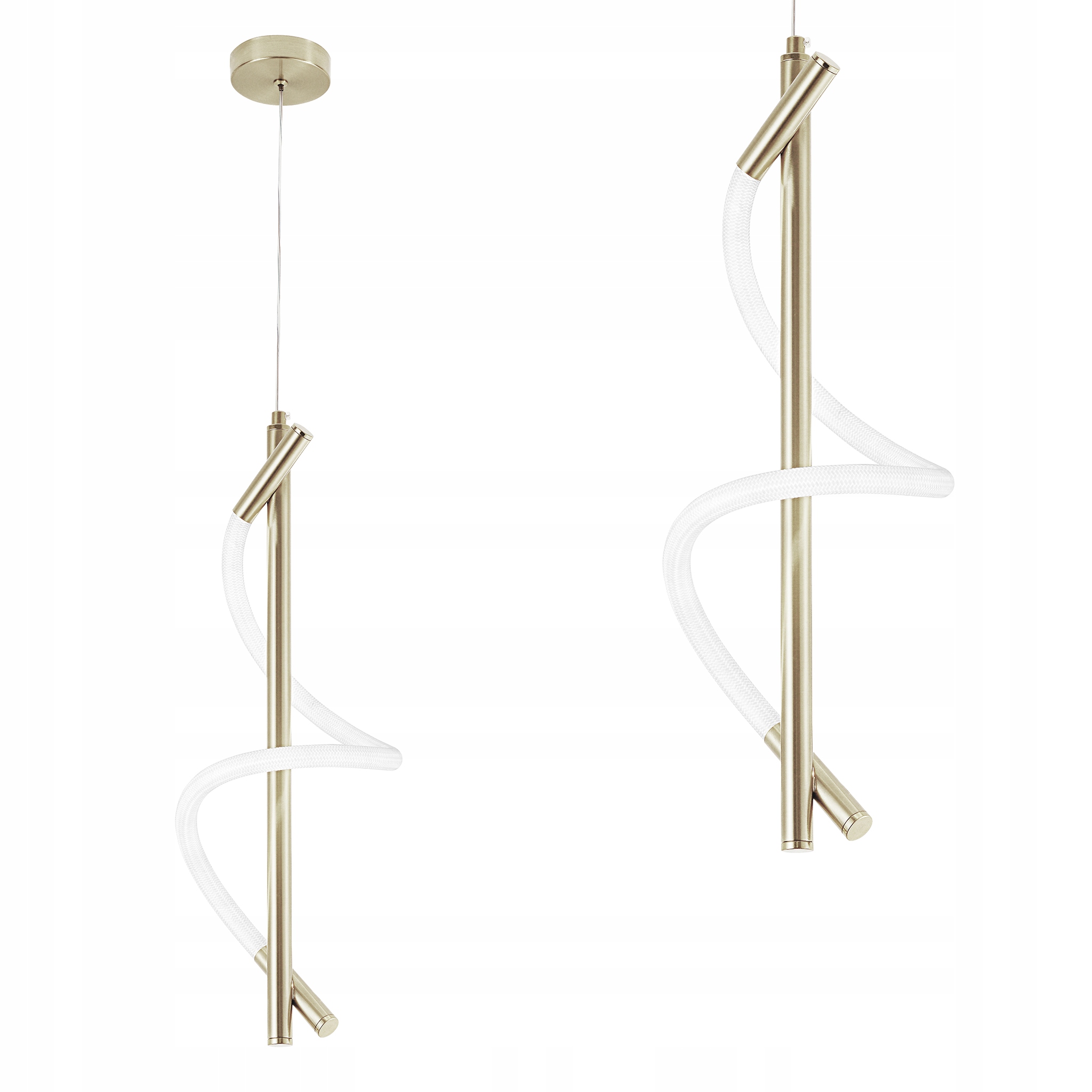 Led závesná lampa Spirála Podlhovastá Bielo-zlatá Moderná Elegantná obývacia izba