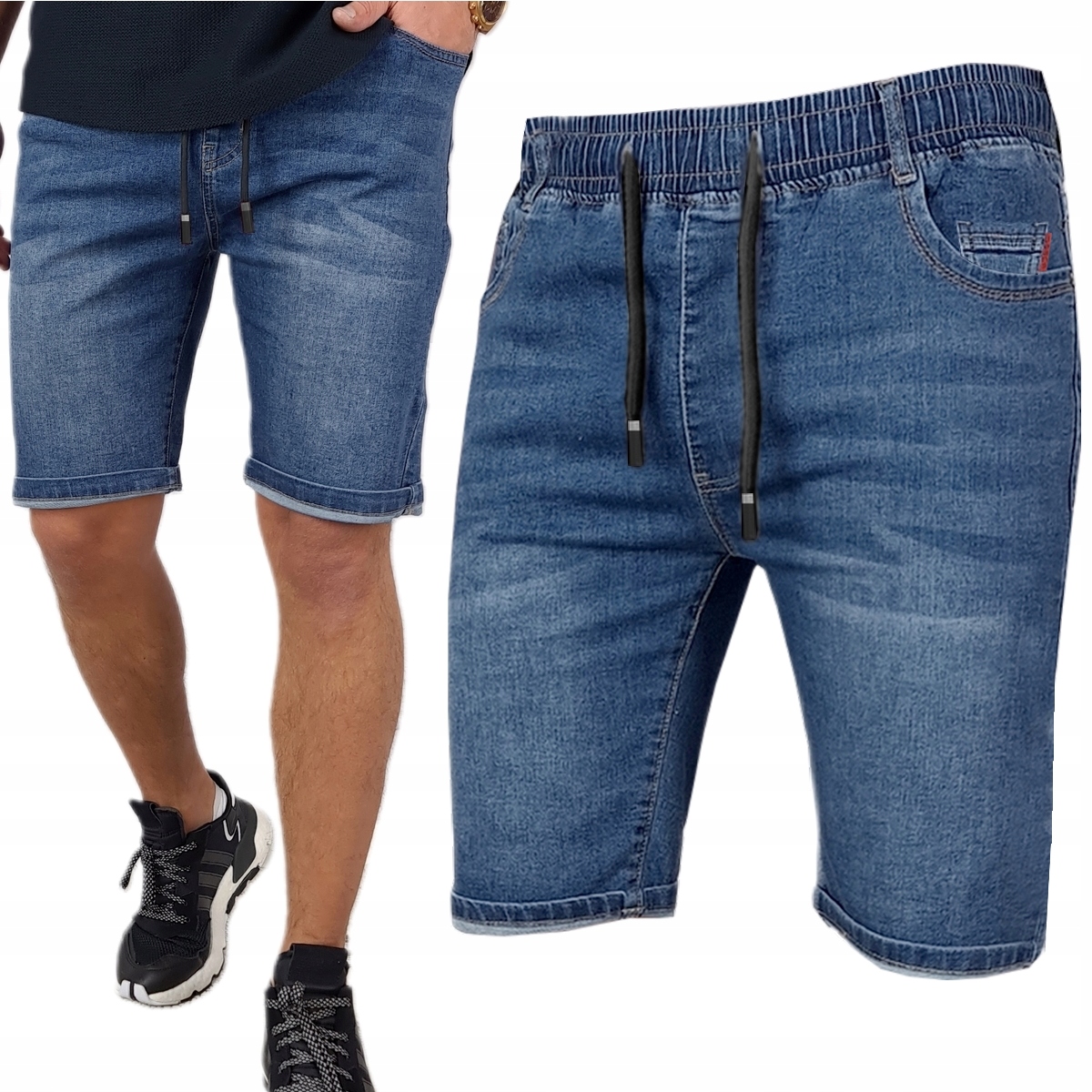 Pánske džínsové krátke strečové nohavice PAS s GUMIČKOU 315 - S