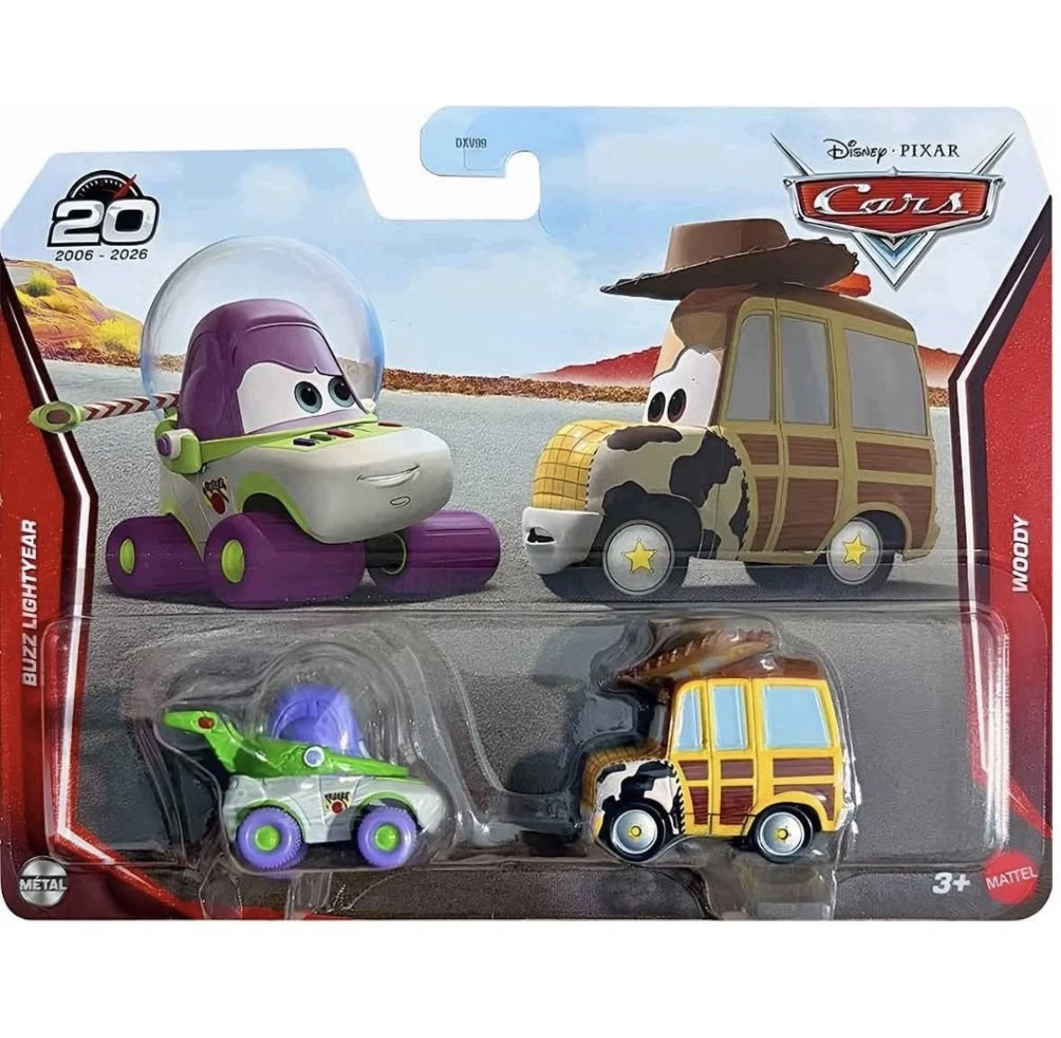 Auta Cars Disney Pixar Mattel 2 pack Toy Story Buzz i Chudy 20 lecie