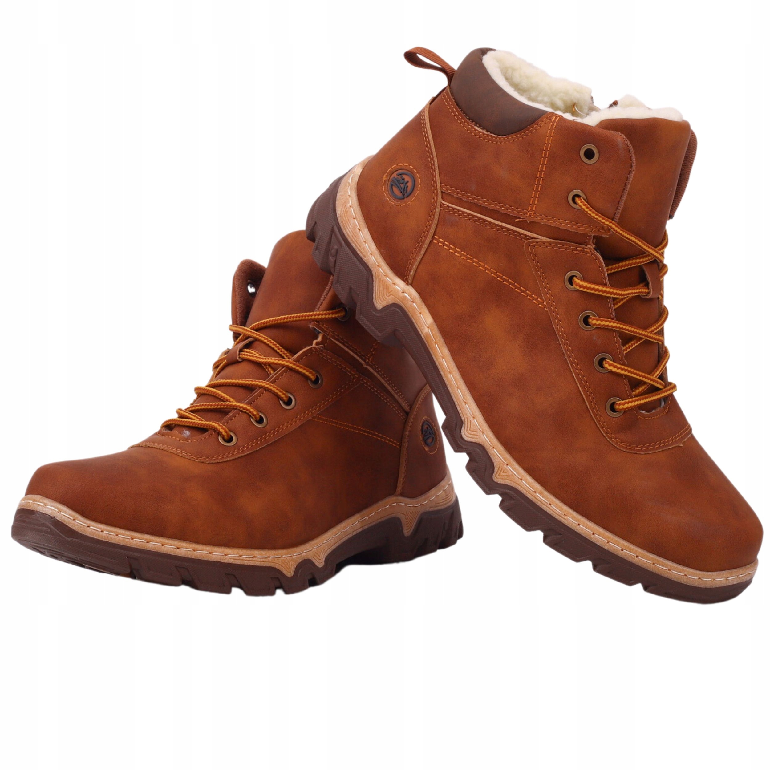 BUTY ZIMOWE MĘSKIE OCIEPLANE BRĄZOWE SPORTOWE Długość wkładki 26.5 cm