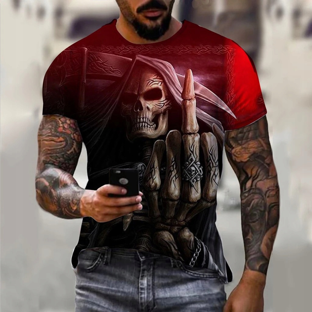MROCZNY T-SHIRT MĘSKI KOSZULKA Z NADRUKIEM 3D ŚMIERCI M Rozmiar M