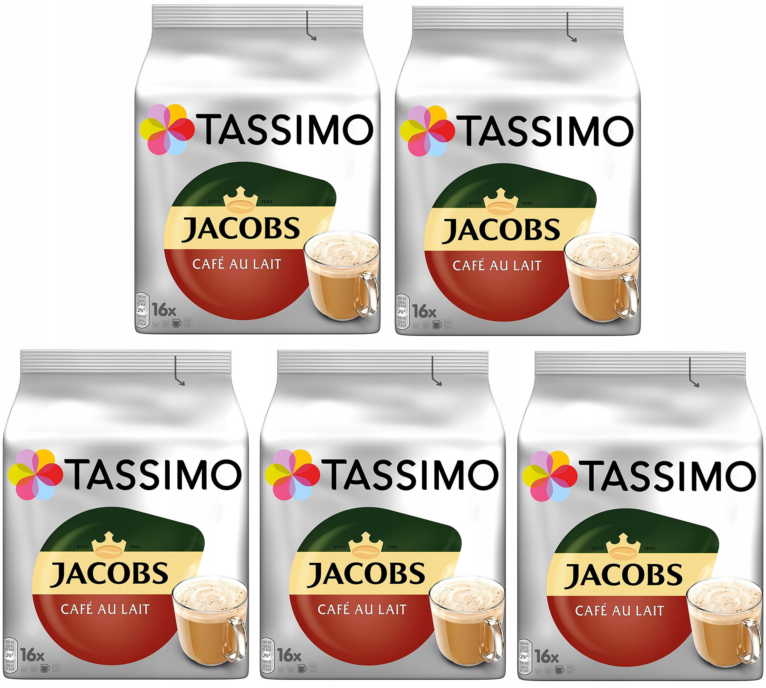 Levně Kapsle 5 x 16 Tassimo Jacobs Cafe Au Lait Sada
