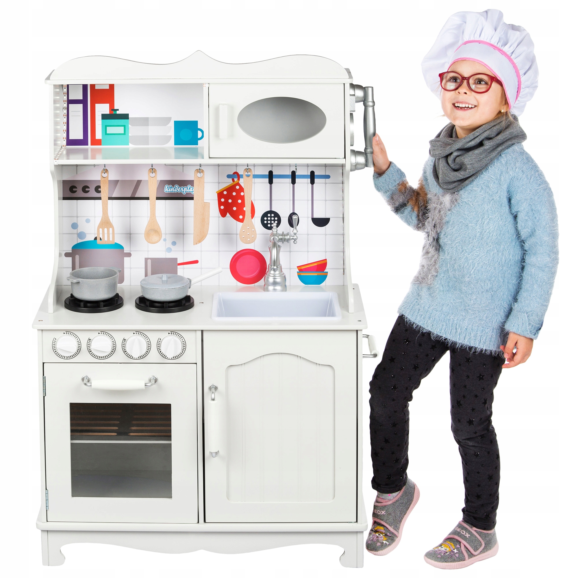 KINDERPLAY ДЕРЕВЯННАЯ КУХНЯ ДЛЯ ДЕТЕЙ + СВЕТ