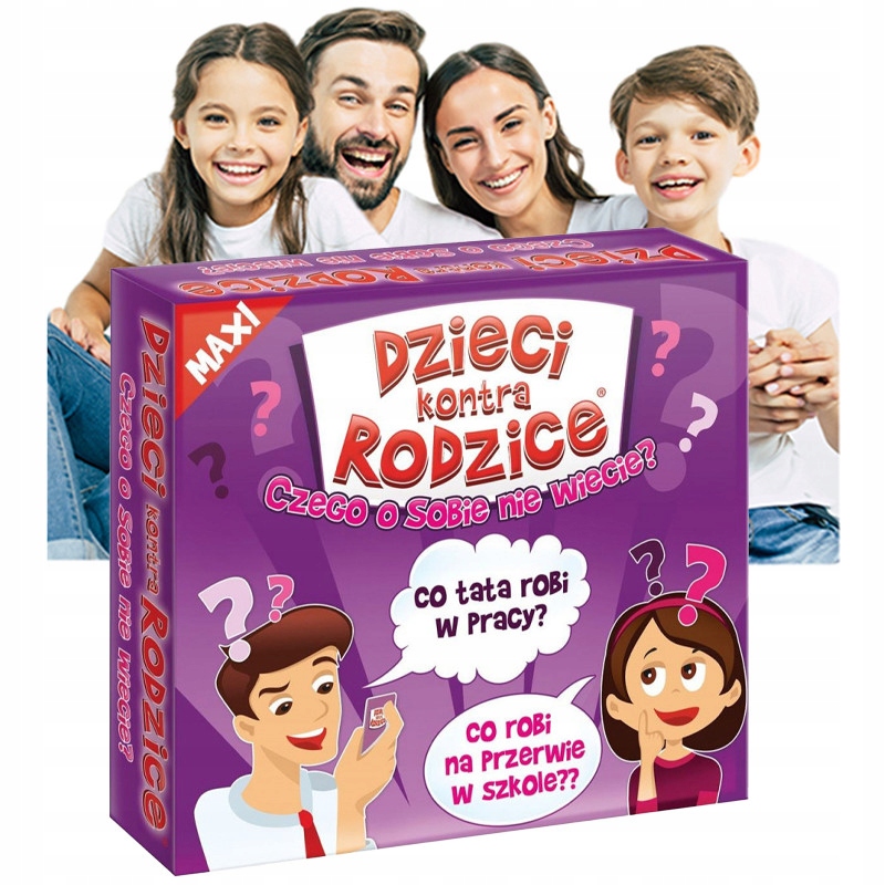 Dzieci Kontra Rodzice Wciągająca PLANSZÓWKA FAMILIJNA Rozgrywka Dziecięca