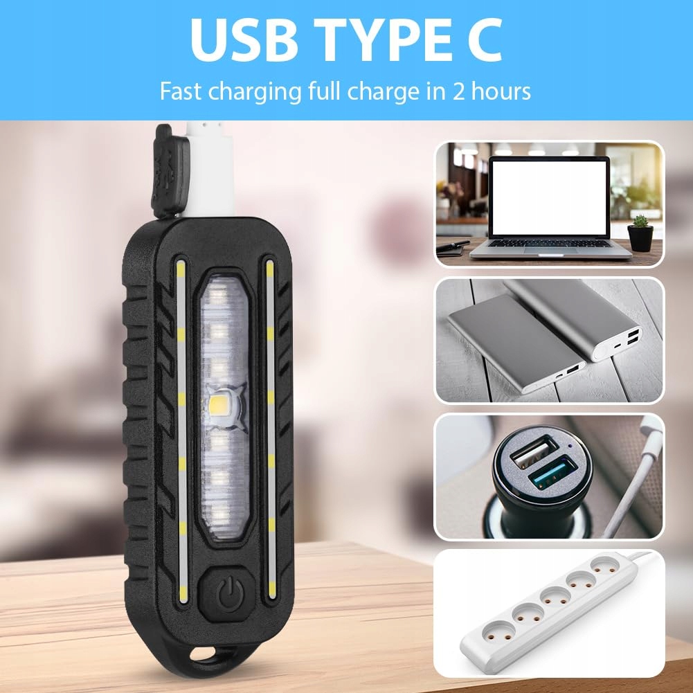 ADIWO 2 Sztuki LED Lampa Czołowa 5 Trybów USB Wodoodporna Do Biegania — miniatura 4