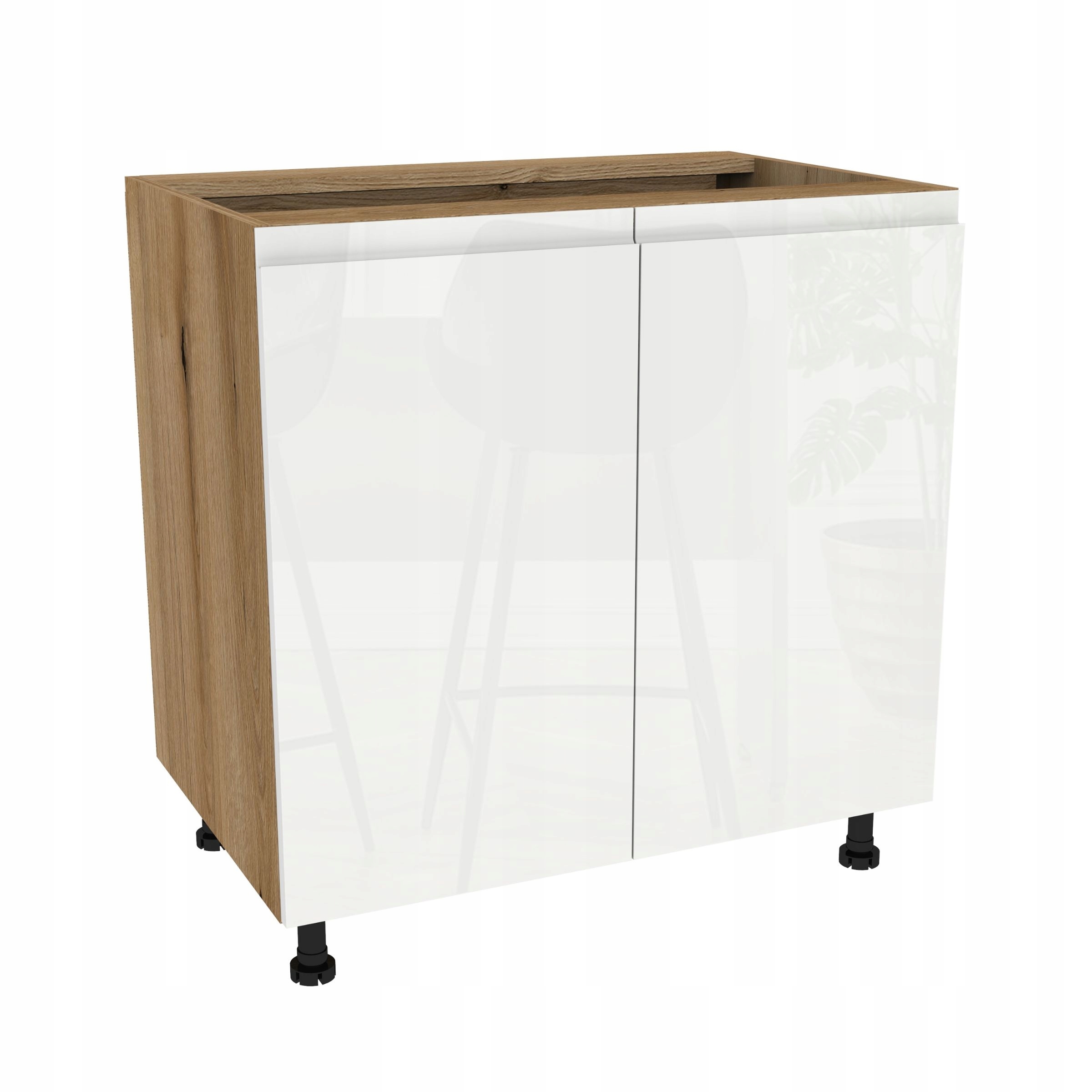 Spodná skrinka 80 Frezo Dub Evoke predná časť Bezúchytková Biela Akryl Lesk