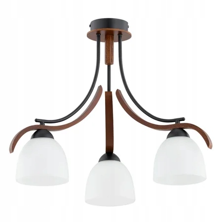 Stropní svítidlo Bafia Alfa 3xE27 dřevěná, černá, ořechová, 15 W