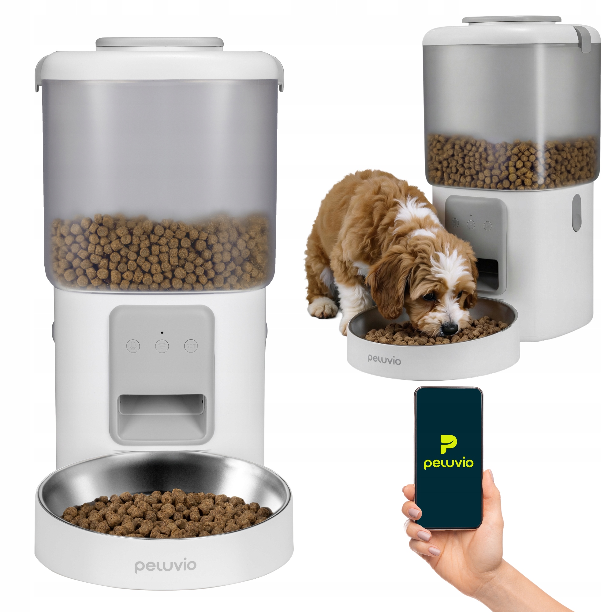 Automatický podavač dávkovač krmiva pro psy 4,5L Wi-fi Peluvio Crispy