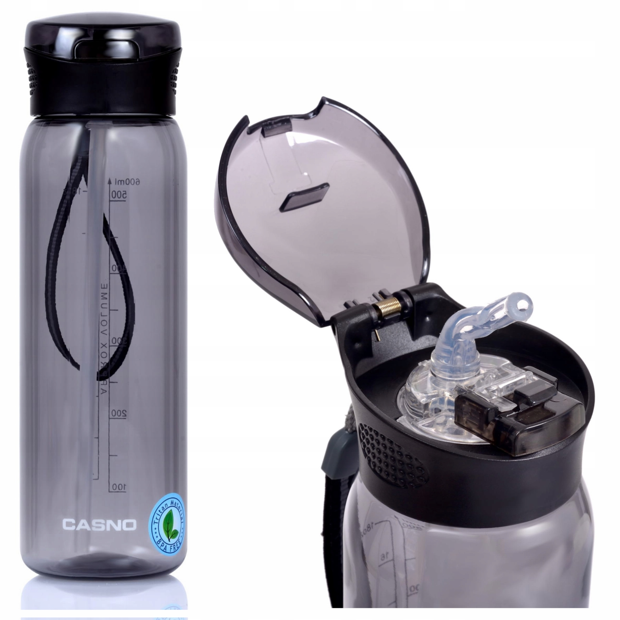 

Butelka na wodę Bidon szczelny słomka ustnik 600ml