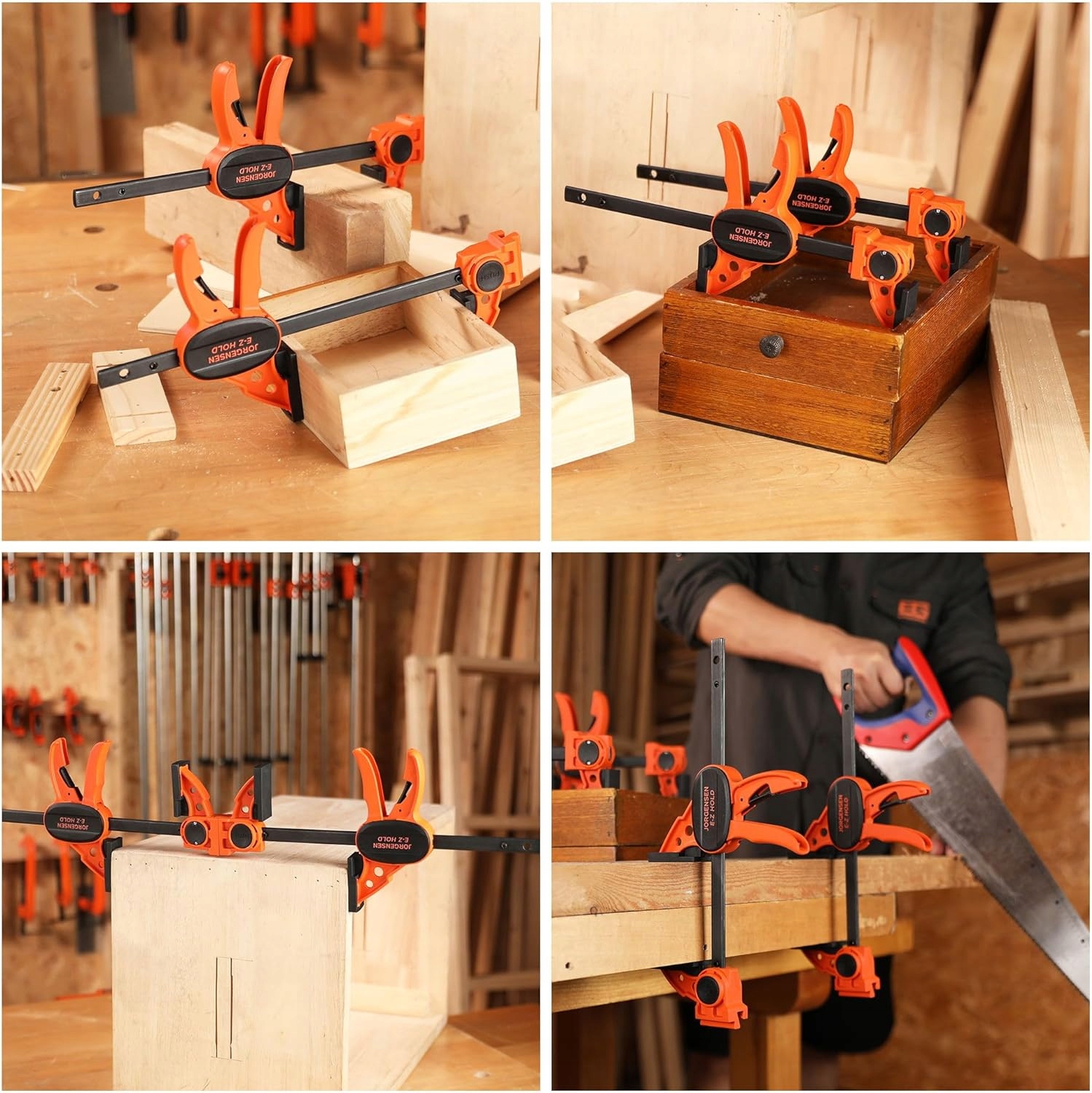 JORGENSEN Zaciski jednoręczne, 4 szt, ZACISKI śrubowe 2w1 Wysokość szczęk 420 mm