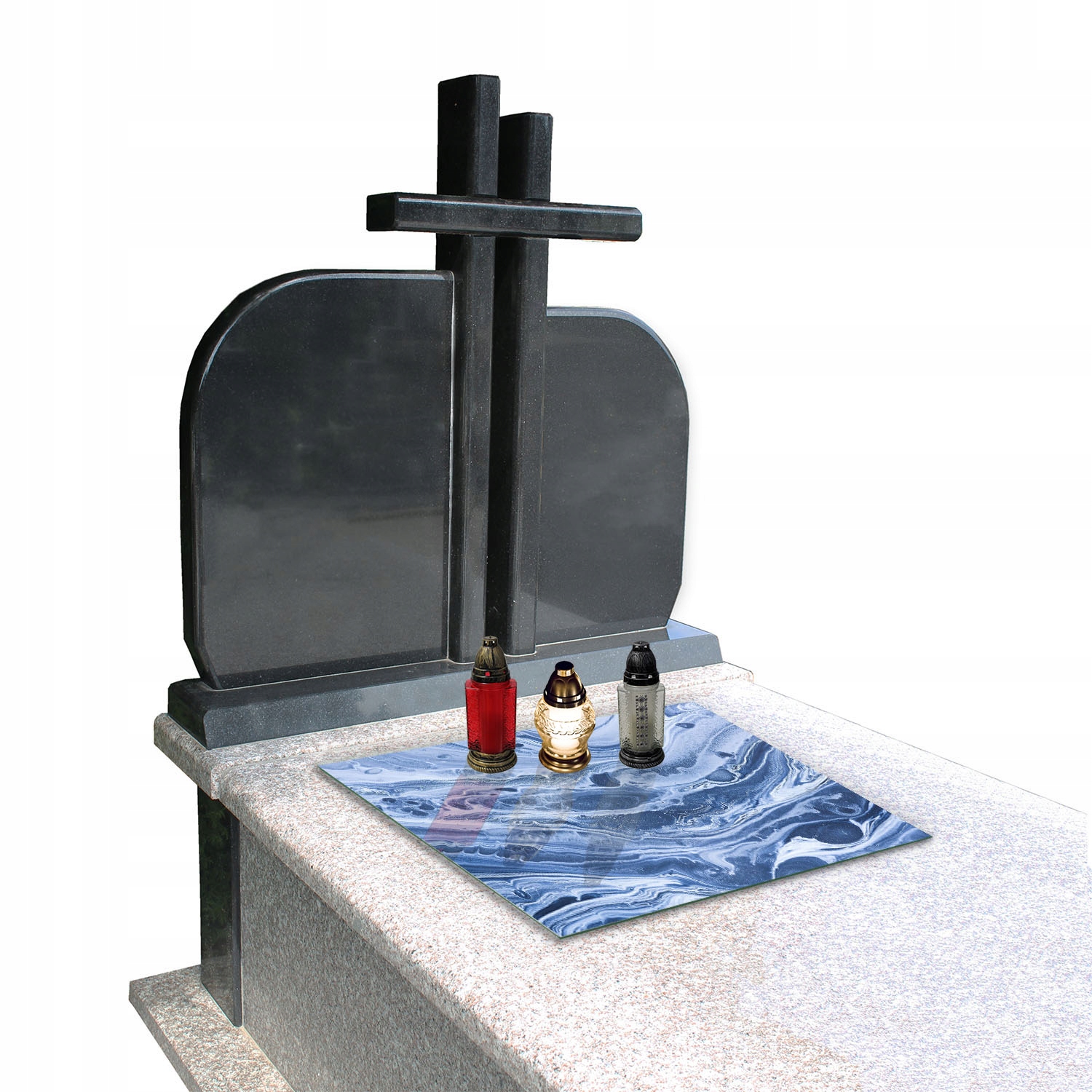 Podstawka na CMENTARZ szyba HARTOWANA + gumowe podstawki 65x60cm na POMNIK Długość 60 cm