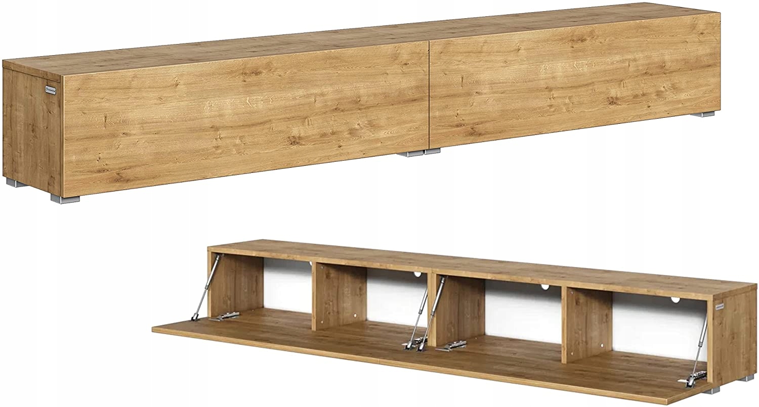 Szafka Rtv Kira 210 cm komoda Wisząca Lub Stojąca lowboard złoty dąb craft