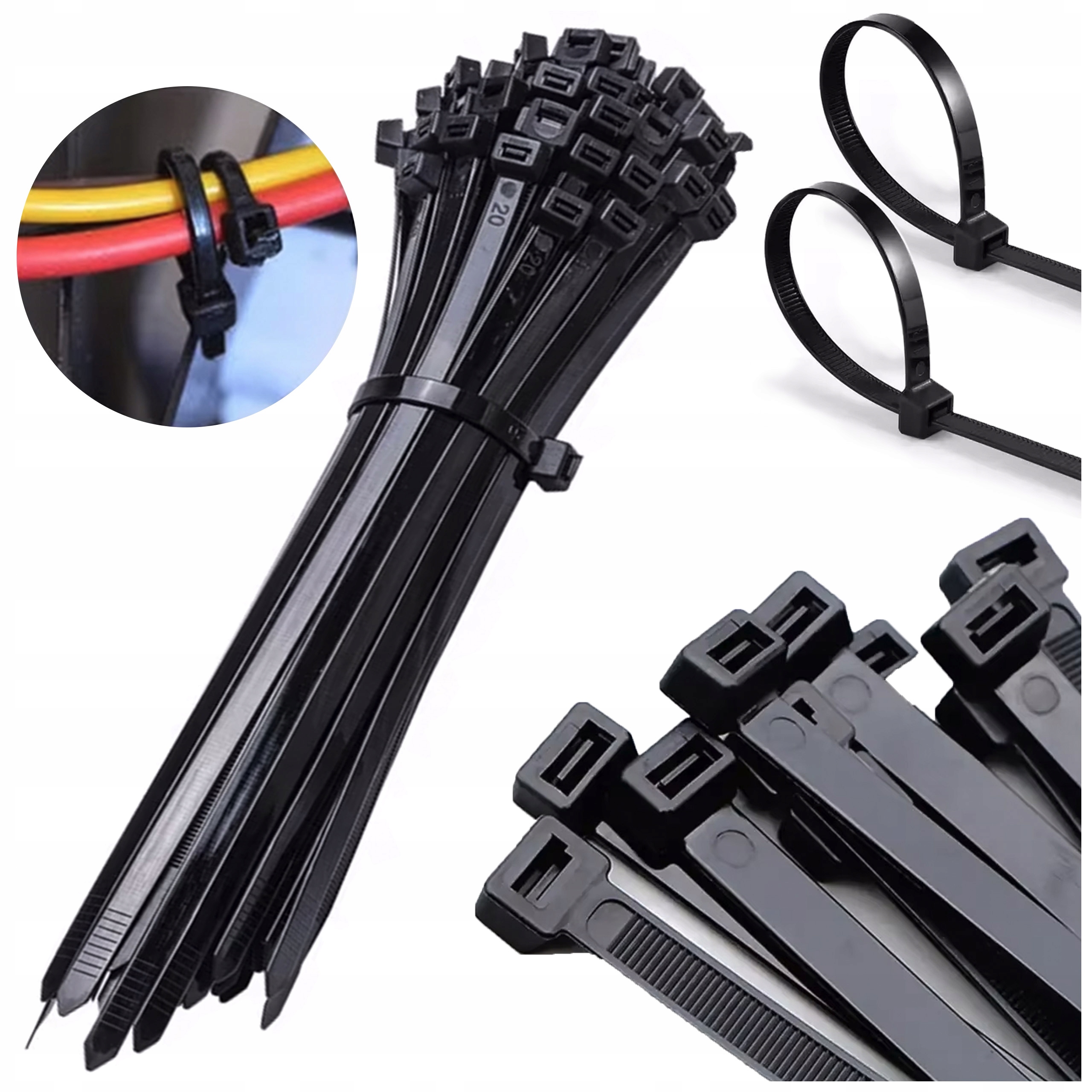 100 sztuk Trwałe opaski zaciskowe Trytytki bardzo Mocne 2,5x200 mm