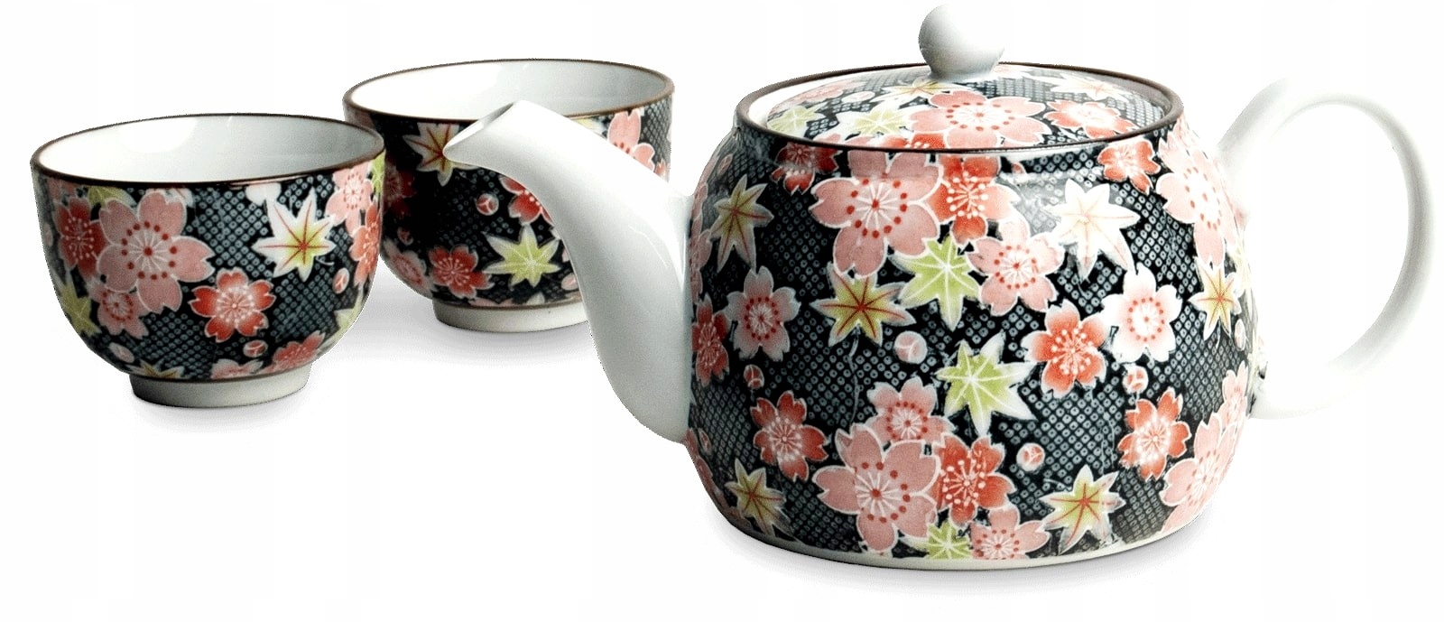 Levně Japonský elegantní čajový set s barevným květinovým vzorem, džbán 600 ml
