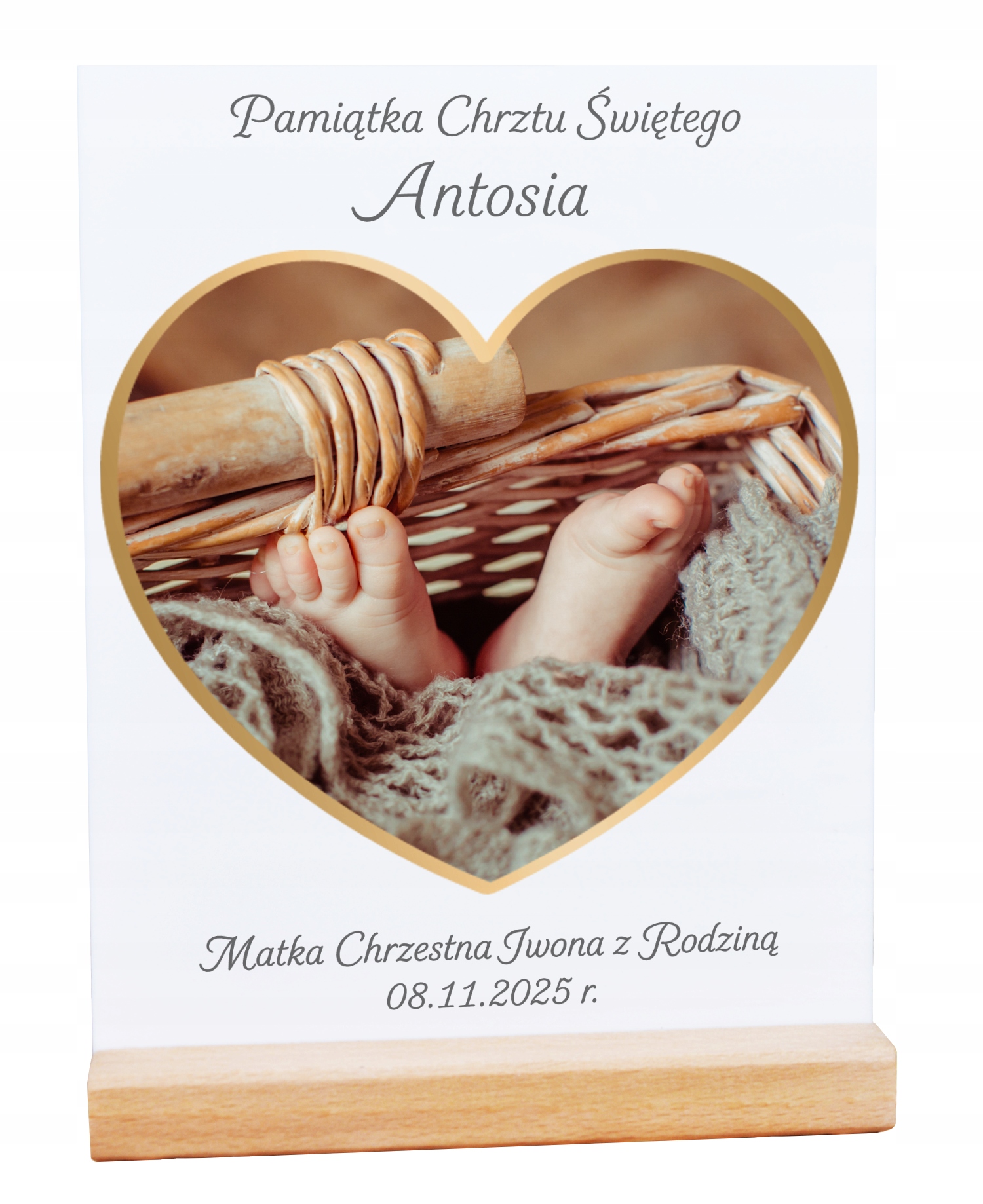 STATUETKA NADRUK UV PERSONALIZACJA SZKŁO AKRYLOWE CHRZEST