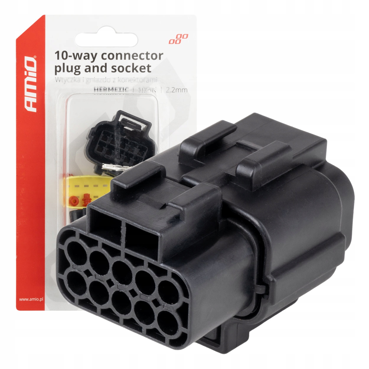 Złącze elektryczne Econoseal wodoodporne zestaw 10 Pin 2.2mm AMIO-04351
