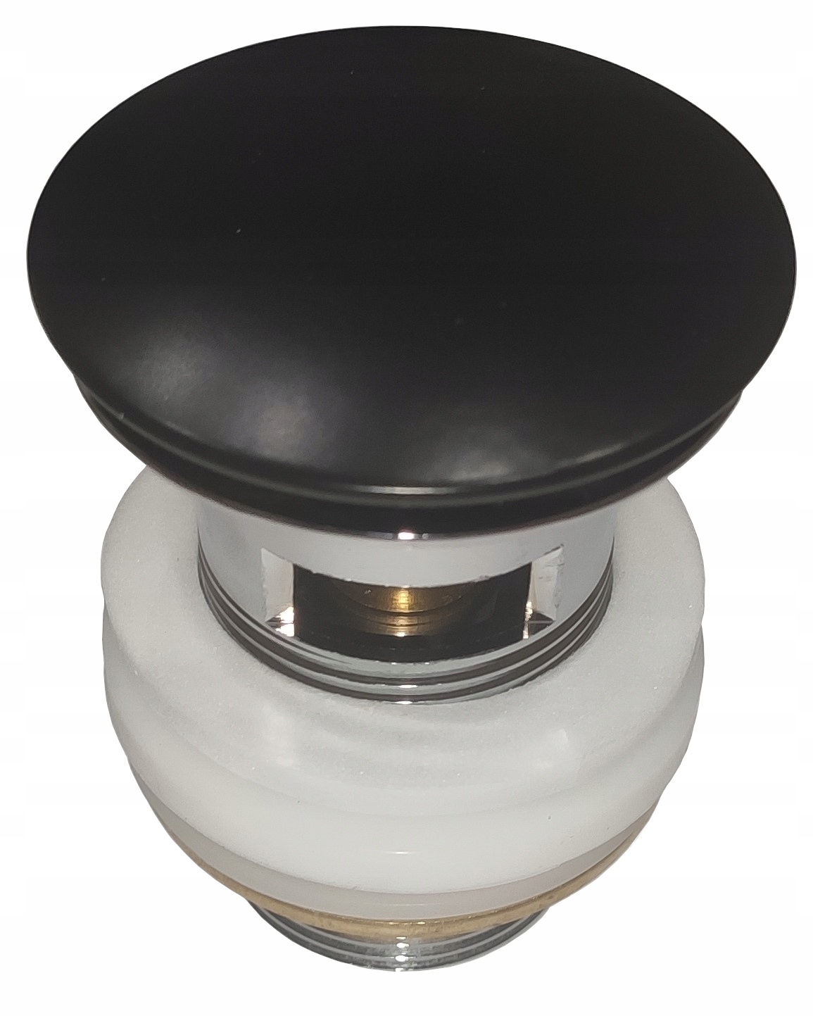 Korek KLIK-KLAK czarny mat do umywalki z przelewem