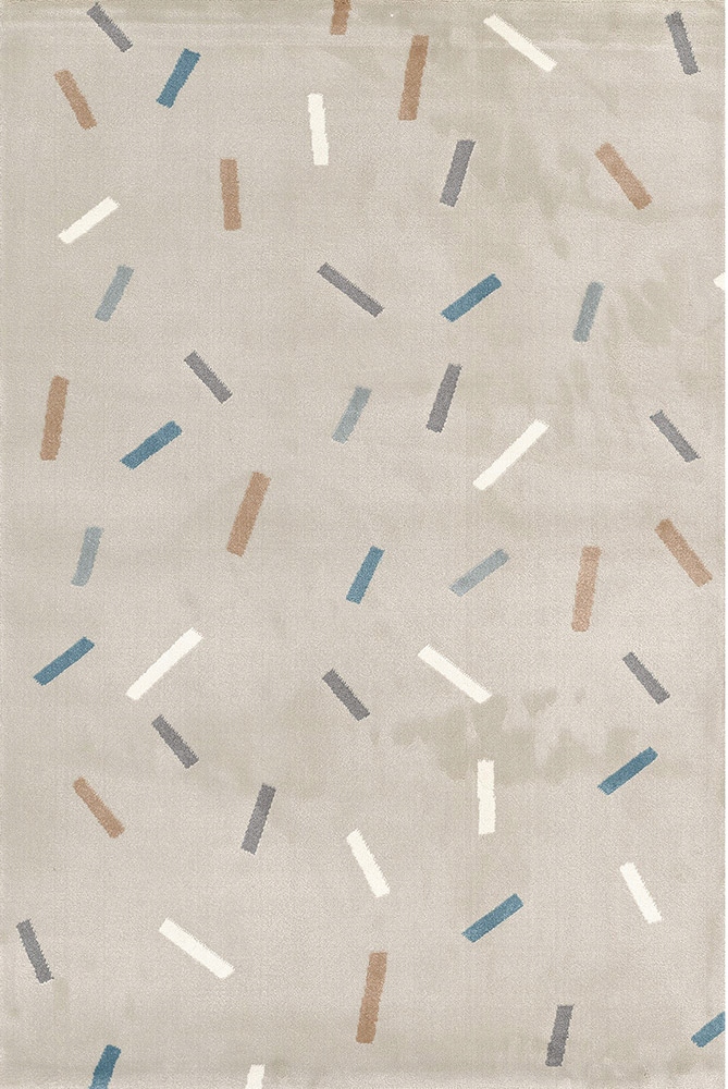 Detský koberec 160 x 230 cm, sivý s farebnými čiarkami, mäkký vlas