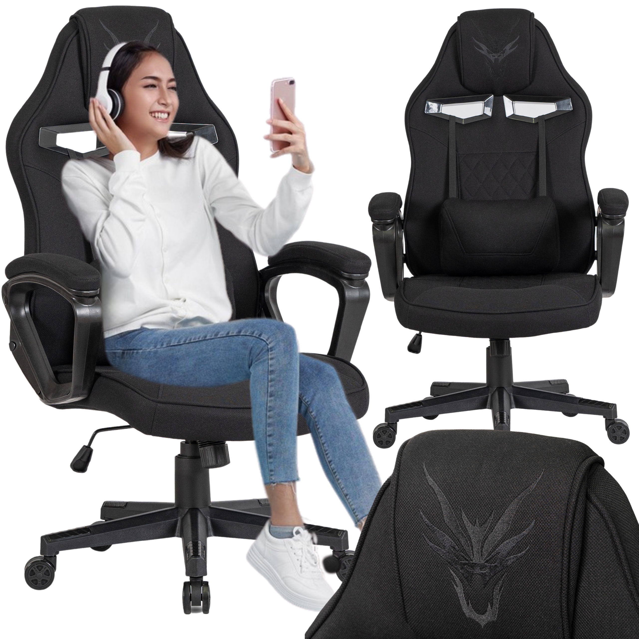 Herní křeslo Černé Otočné Kancelářské Křeslo K Psacímu Stolu Vidal