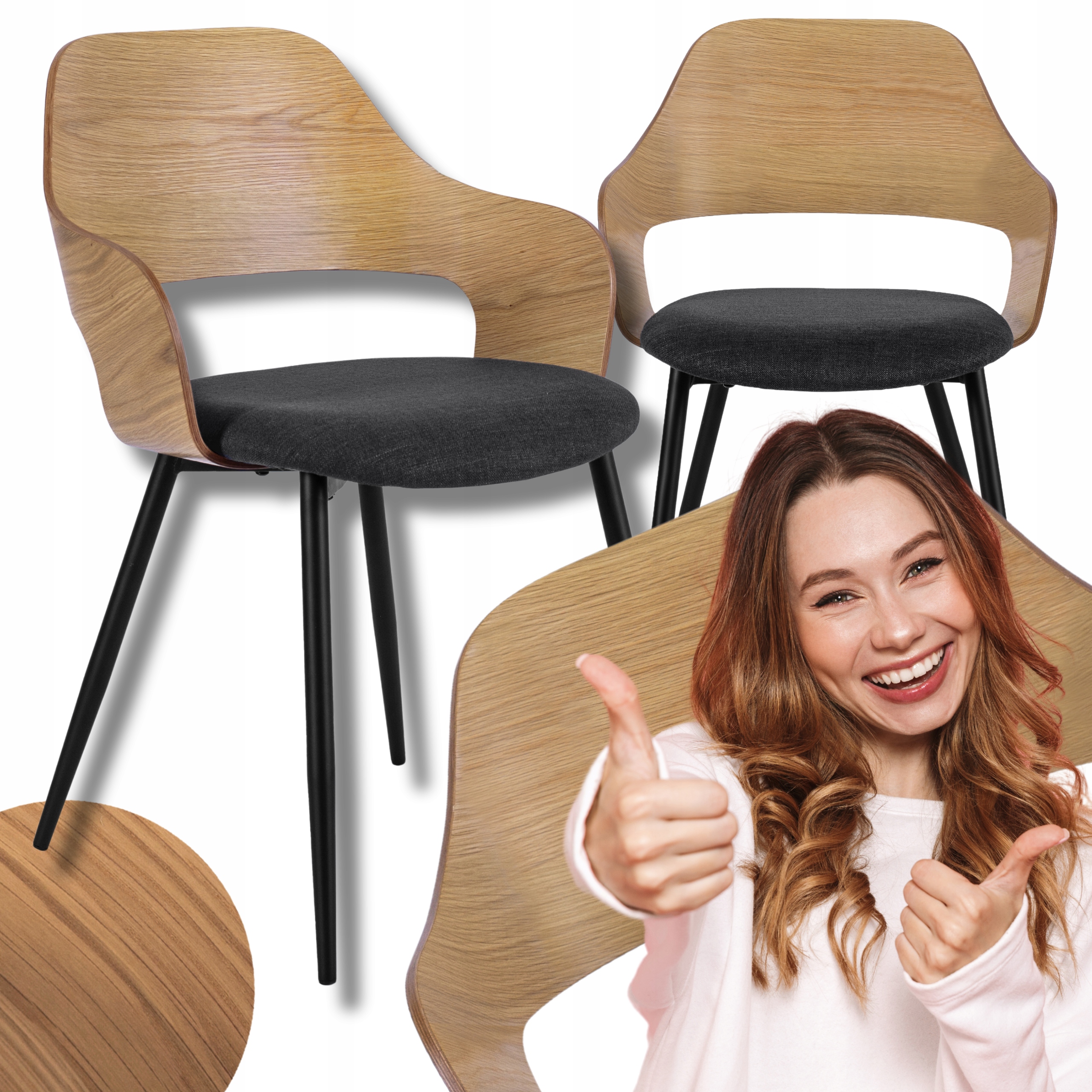 Dřevěná čalouněná židle Loftová ohýbaná do obývacího pokoje Jídelna Dub Orbi