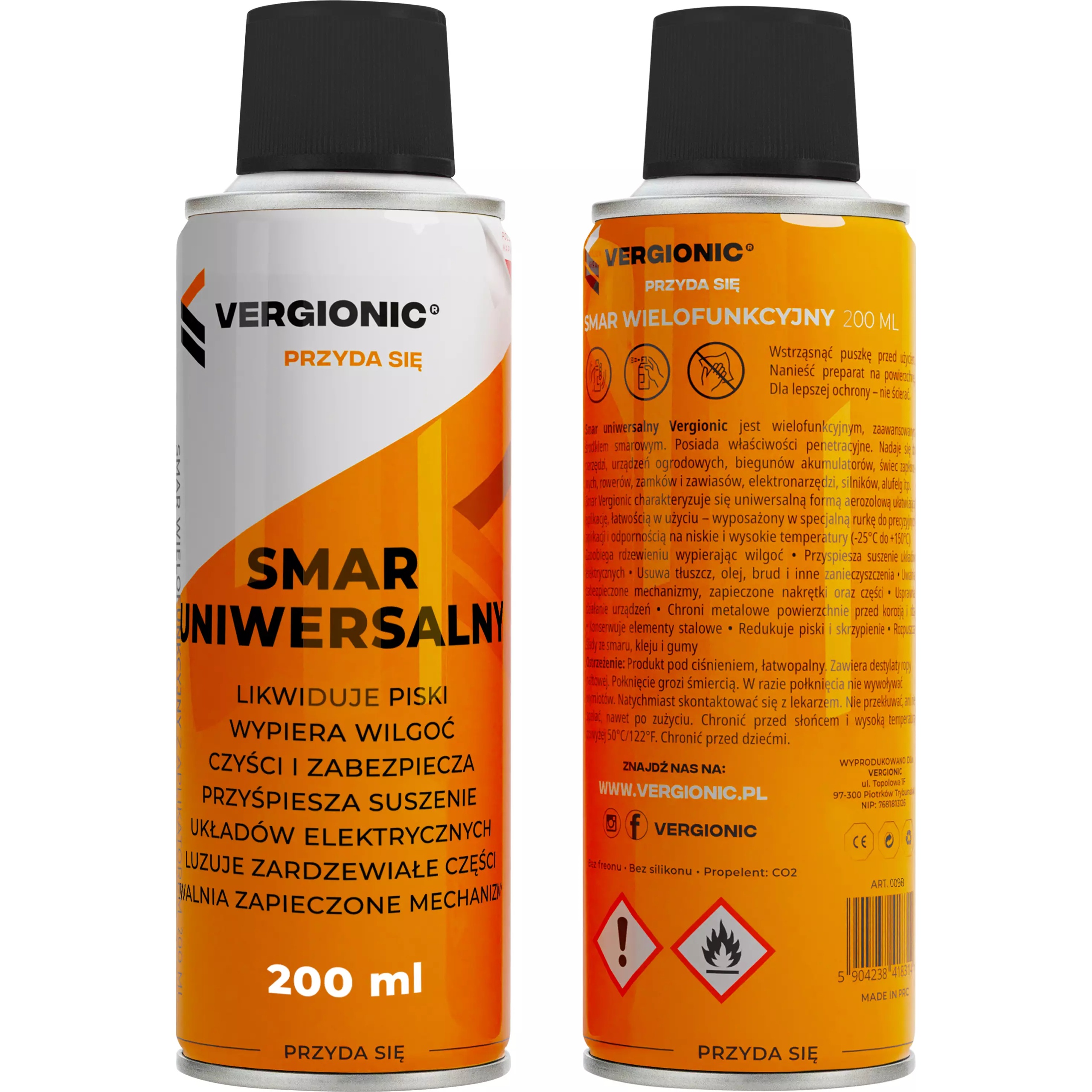 Smar wielofunkcyjny 200 ml Vergionic aerozol odrdzewiacz