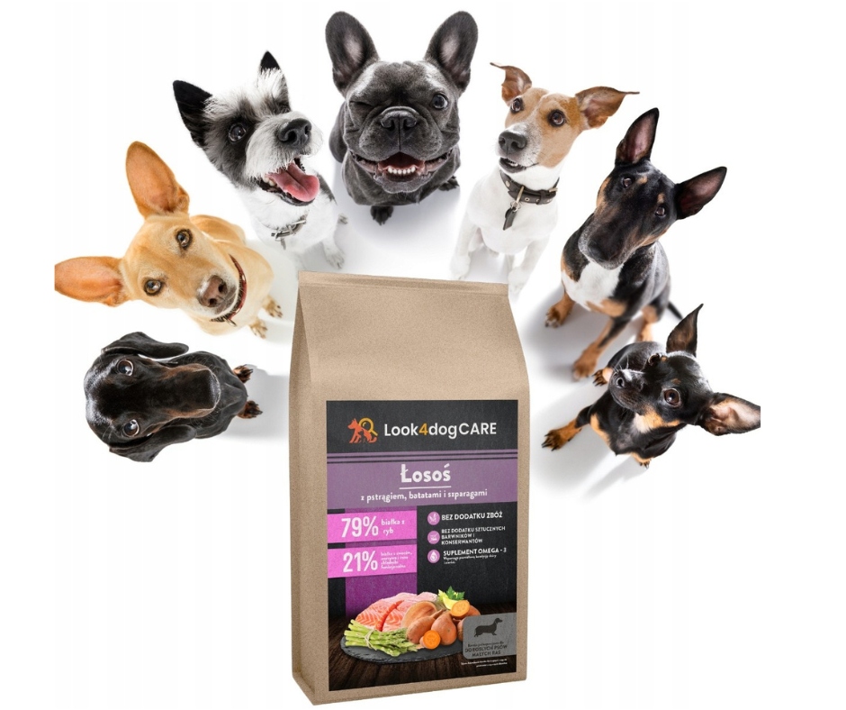 Levně Krmivo Look4dog Care losos pstruh malé plemeno 2 kg