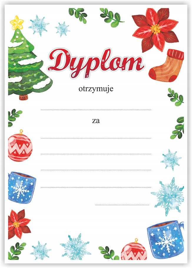 

Dyplom Świąteczny Zimowy A4 gruby papier 300g