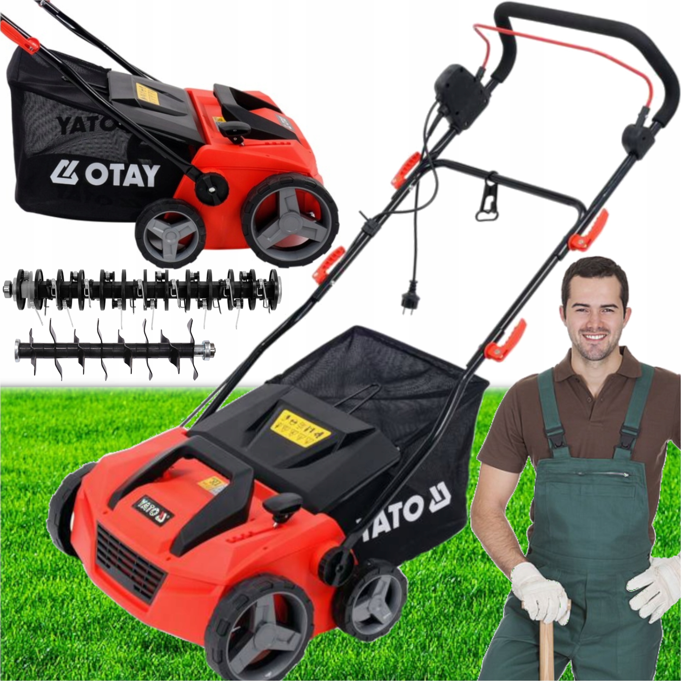 Wertykulator Aerator Elektryczny Z Koszem 45L 38cm Bogate Wyposażenie