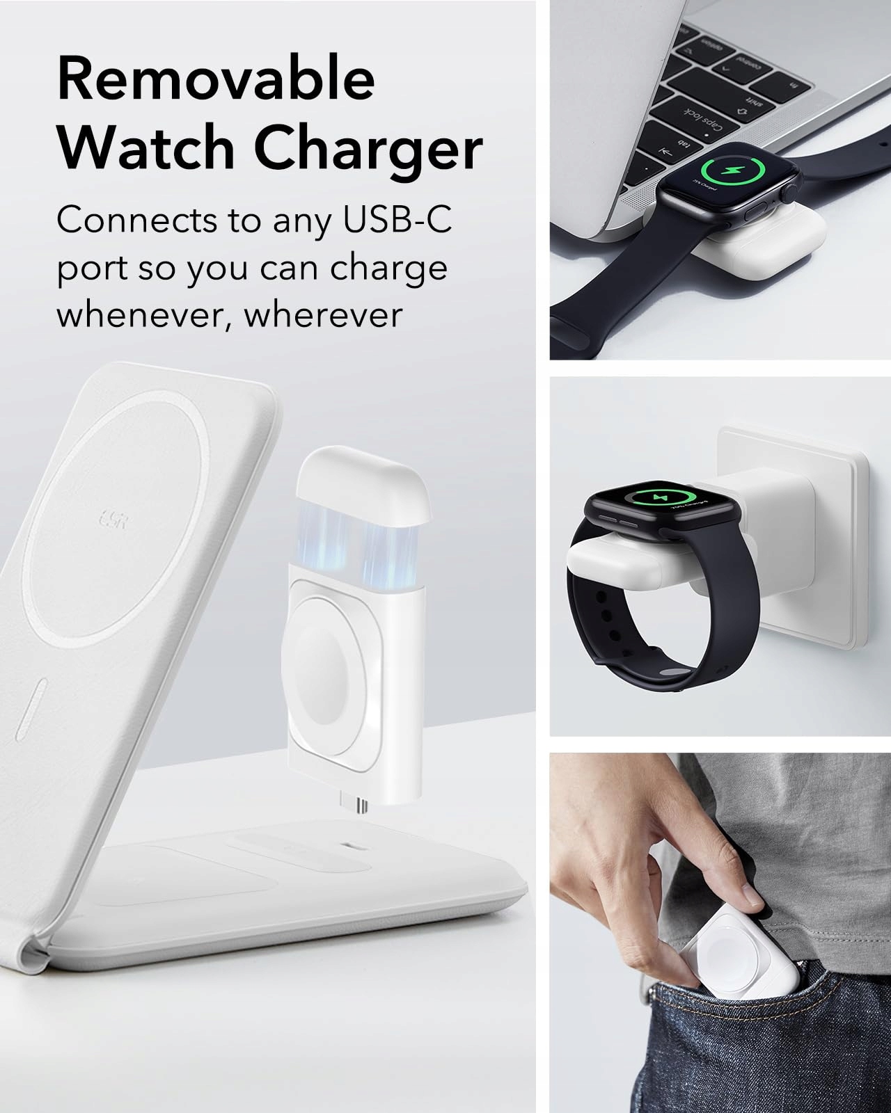 ESR Stacja Ładowania 3w1 Dla iPhone Apple Watch AirPods Biała — miniatura 5