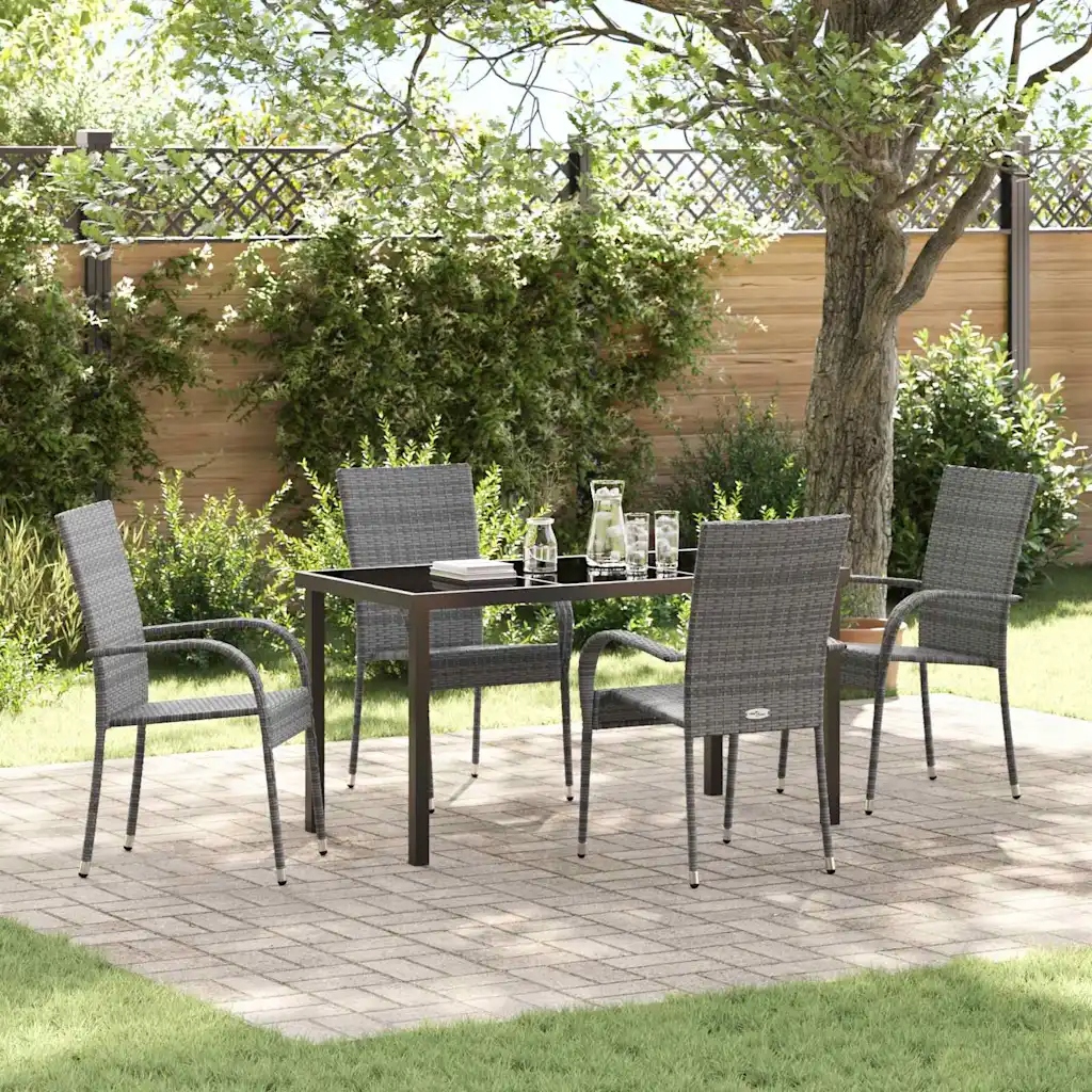 vidaXL Zahradní jídelní souprava 5 pcs Šedá Práškově lakovaná ocel