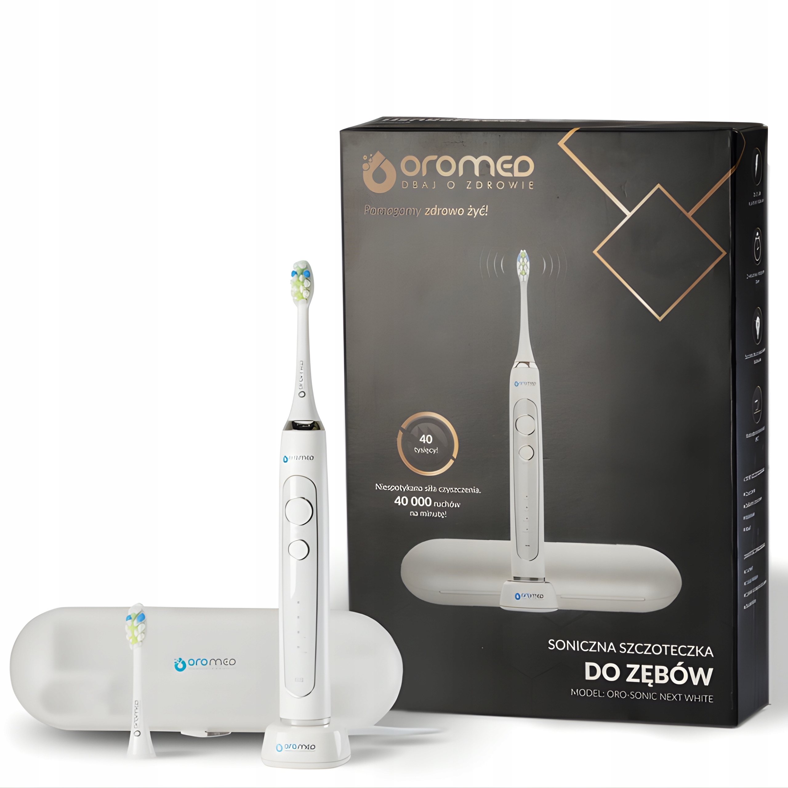 Biała ,Elekteryczna soniczna Szczoteczka Do Zębów Sonic Next Etui