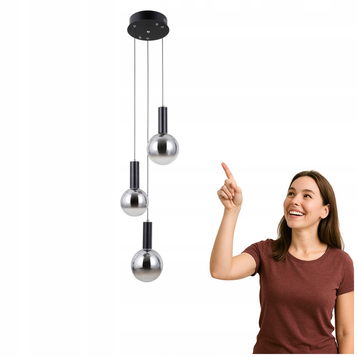 Závesná Led lampa Strela 3 čierna, moderná, Italux