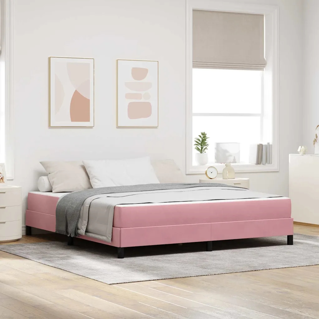 vidaXL Postel s boxspringem s matrací Růžová 180 x 200 cm textil