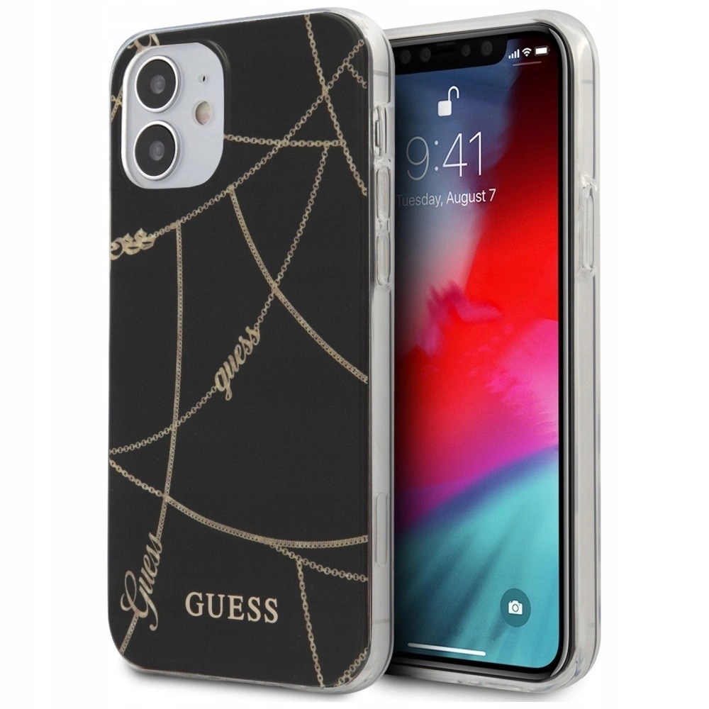 Etui Guess Gold Chain Collection na iPhone 12 mini czarne