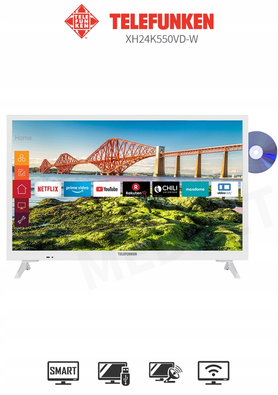 TELEWIZOR DO KAMPERA 12V DVD SMART TV WiFi DVB-T2 Przekątna ekranu (cale) 24
