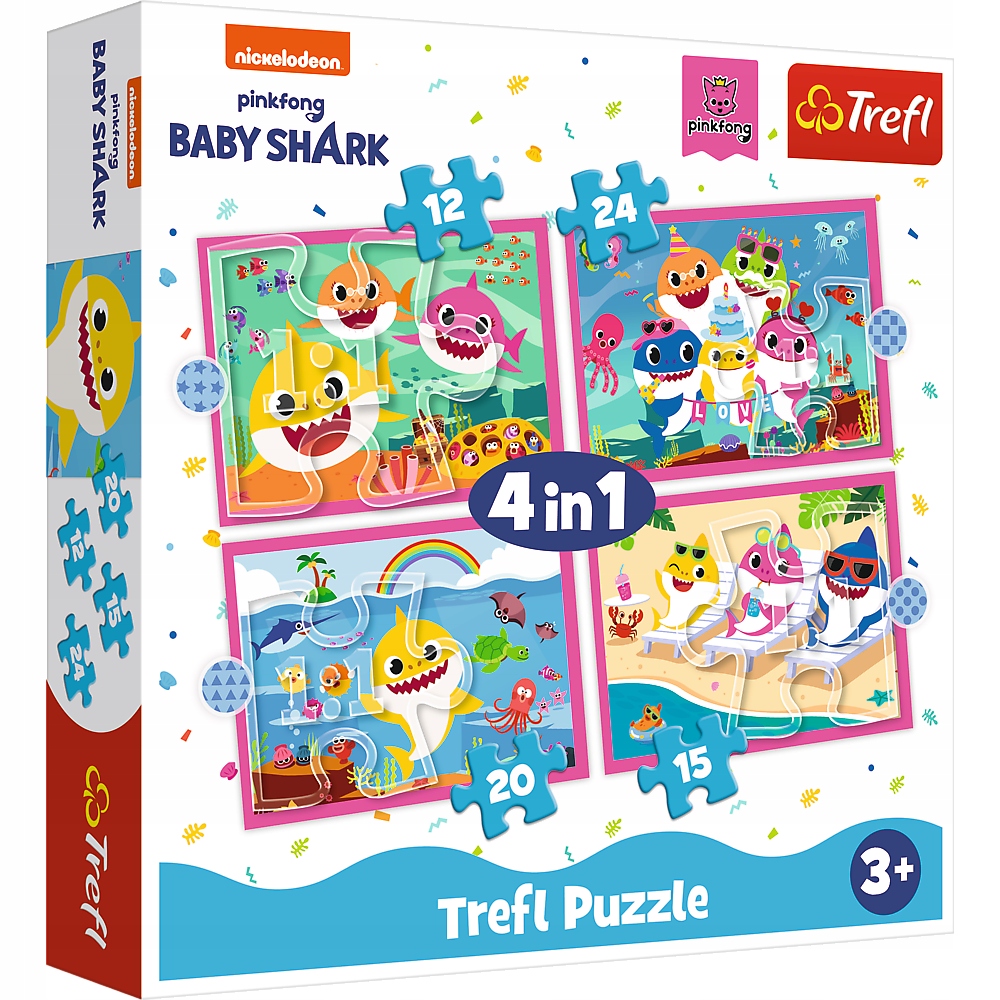 

Puzzle 4W1 Baby Shark Rodzina Rekinów 3+ Trefl