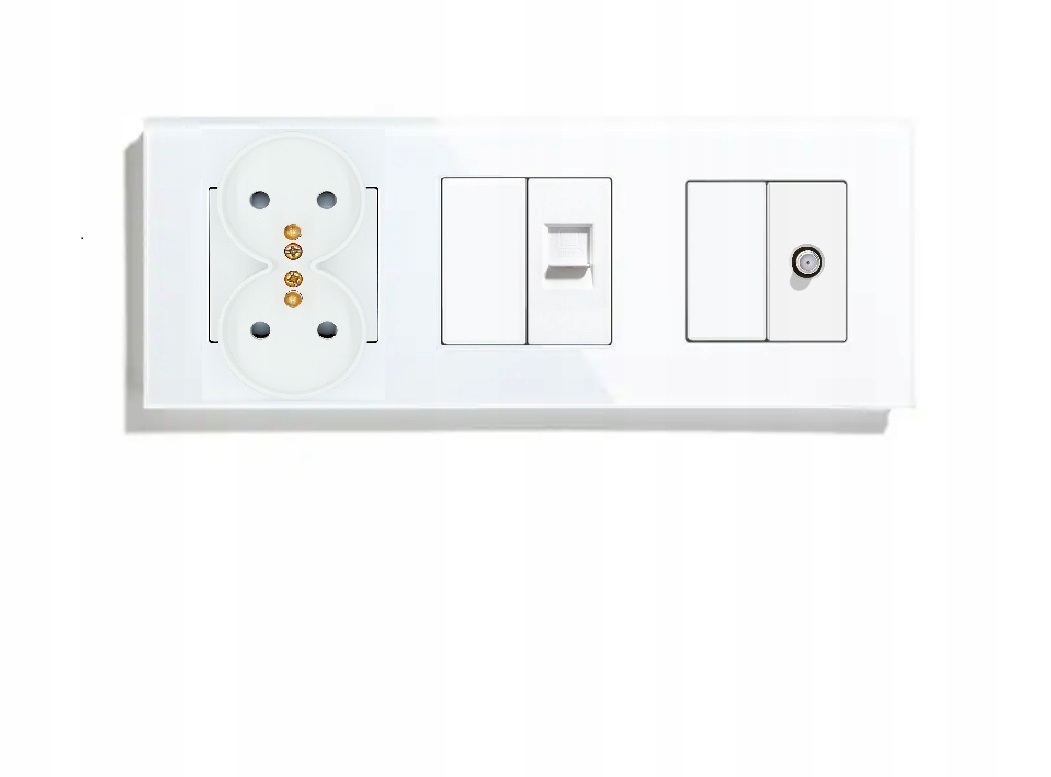 Elektrická Zásuvka Skleněná Trojitá Tv/internet