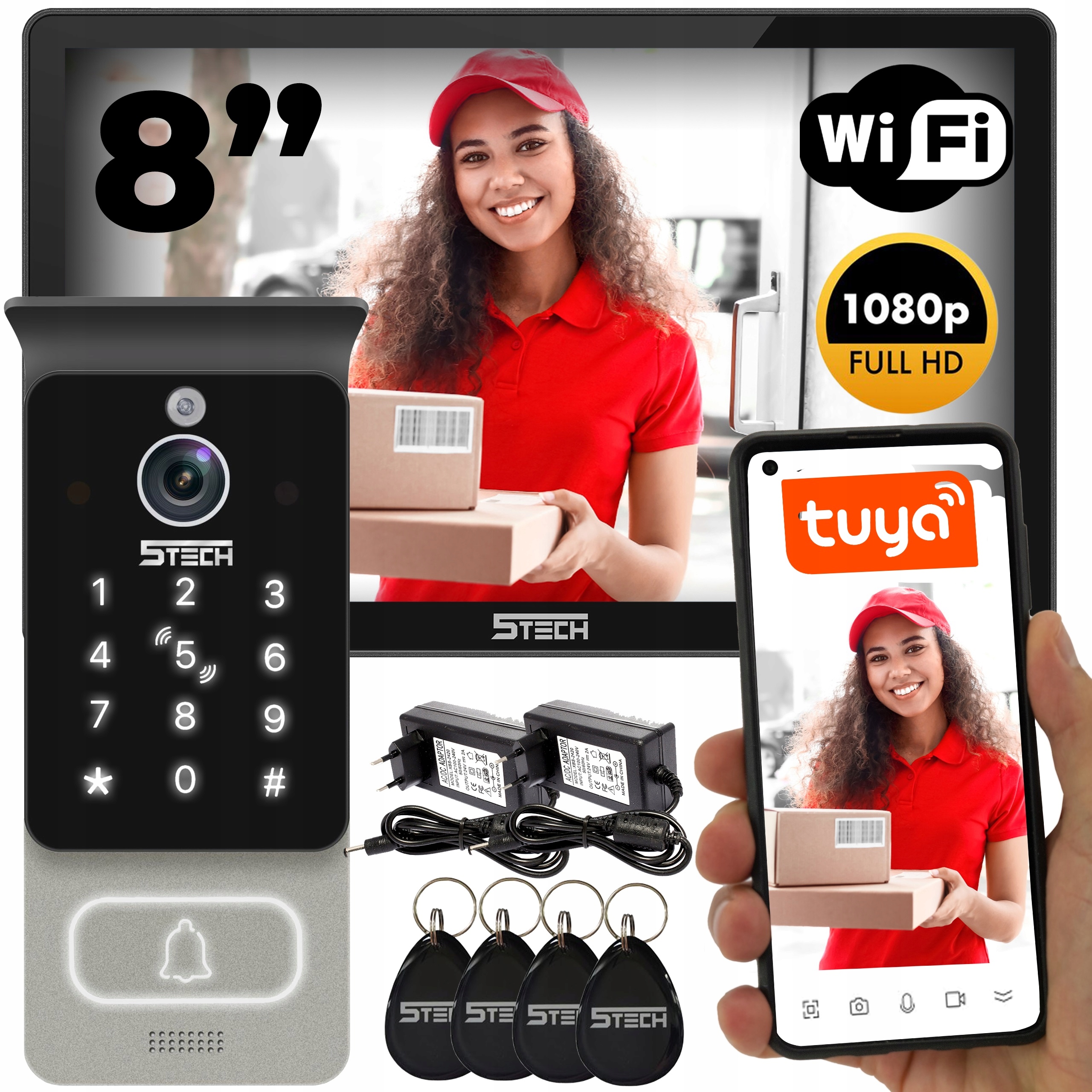 ВИДЕОДОМОФОН 5TECH TUYA НОВАЯ МОДЕЛЬ КАЛИТКА ФОТО ИНФРАКРАСНЫЙ SD