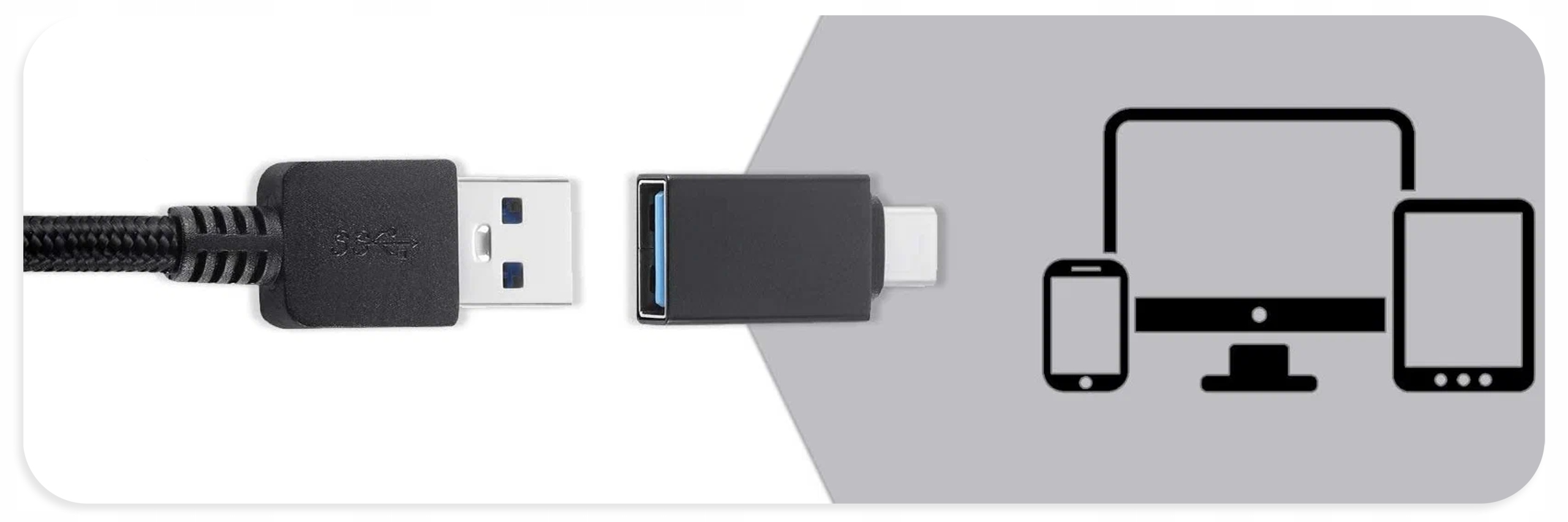 Adapter Przejściówka z USB do USB Typu C REVERSE Złącze USB/Type C Czarny Waga produktu z opakowaniem jednostkowym 0.15 kg