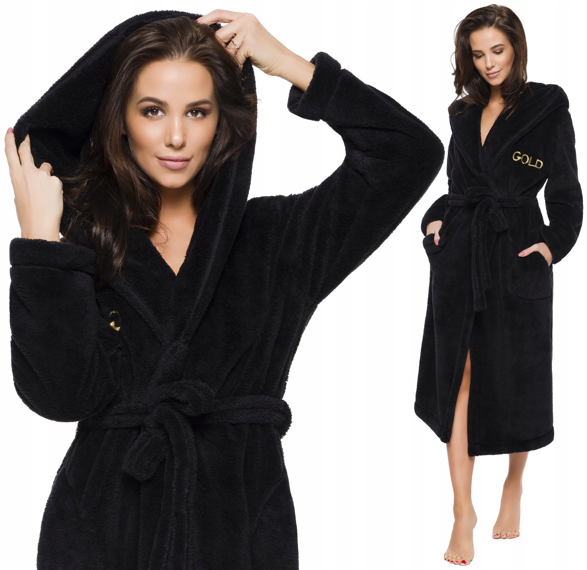 DŁUGI CIEPŁY PUCHOWY DAMSKI SZLAFROK PODOMKA XXL