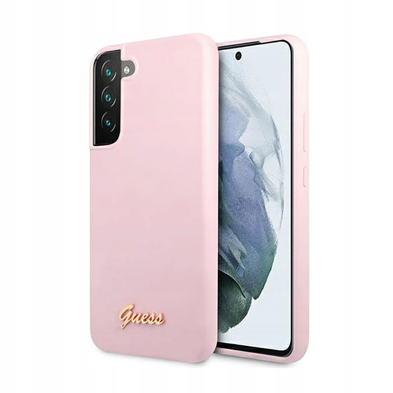 Guess Silicone Script Metal Logo Pouzdro pro Samsung Galaxy S22+ (levandule)