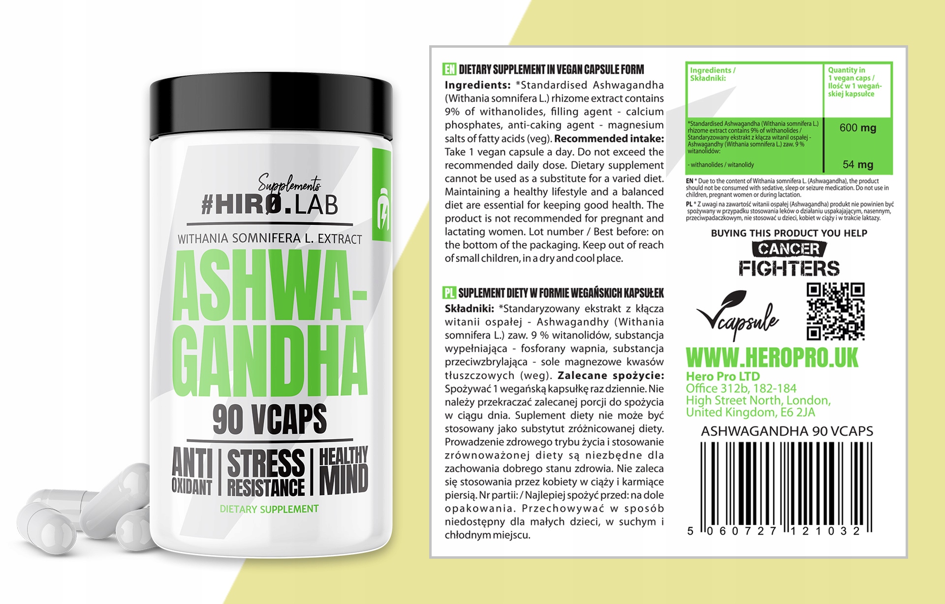Hiro Lab ASHWAGANDHA 54MG W PORCJI EKSTRAKT 9% Postać kapsułki