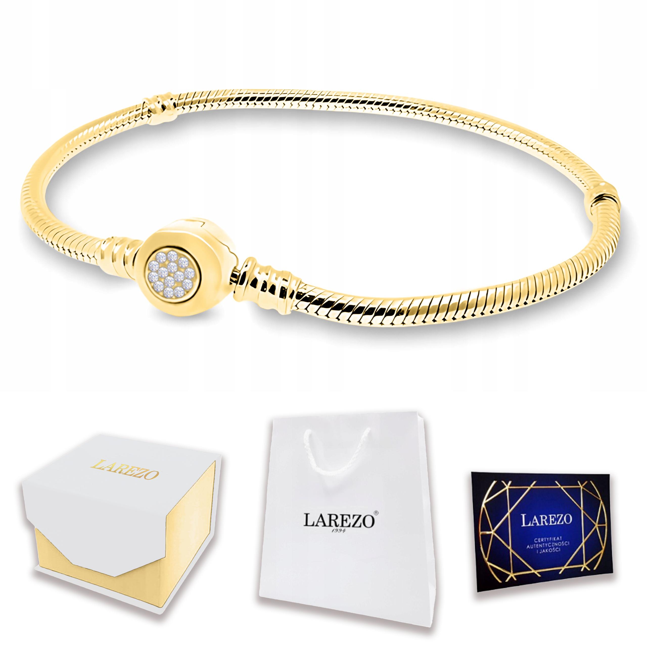 Zlatý náramek 18 cm Modulární Zirkony Charms Přívěsek Stříbro 925