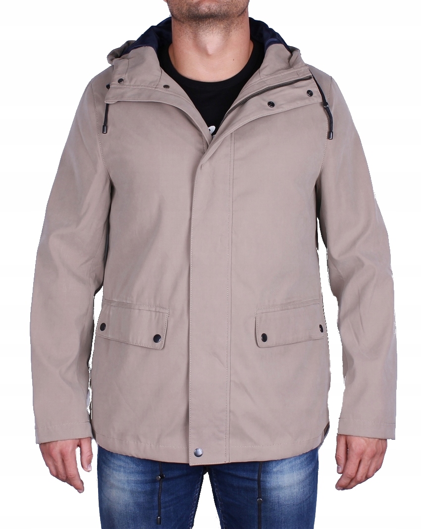 Selected Jasny Płaszcz Męski Parka Kaptur L