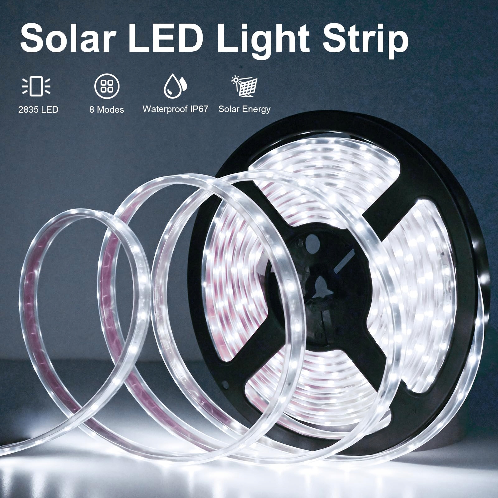 MIWATT Taśma LED 10M IP67 Wodoodporna 560 LED Zimna Biel Ogród Basen — miniatura 4